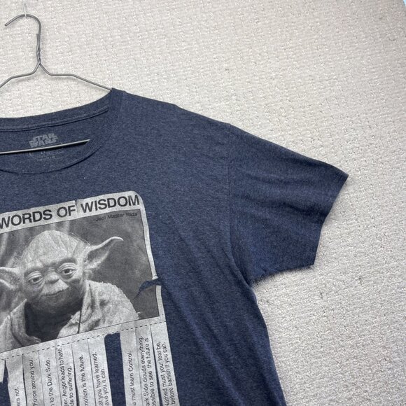 Star Wars Shirt Men's L Yoda Free Words Of Wisdom Short Sleeve Movie Blue Tee - Picture 3 of 15